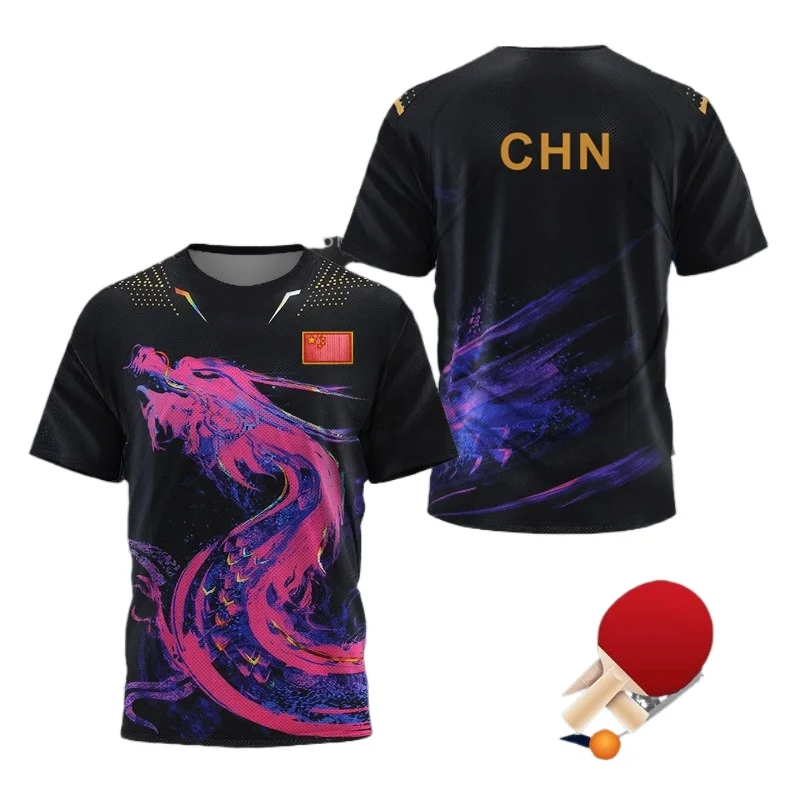 Badminton Outfit - 중국 드래곤 탁구 그래픽 T 셔츠