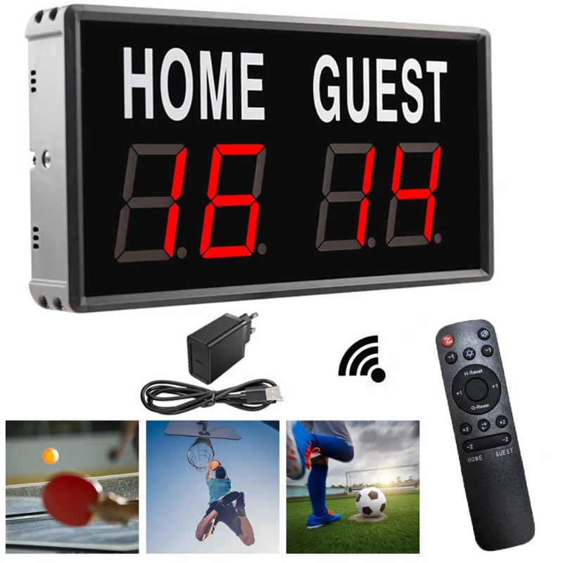 Scoreboard Digital - 4자리 LED 전자 점수판, 코너홀, 탁구,