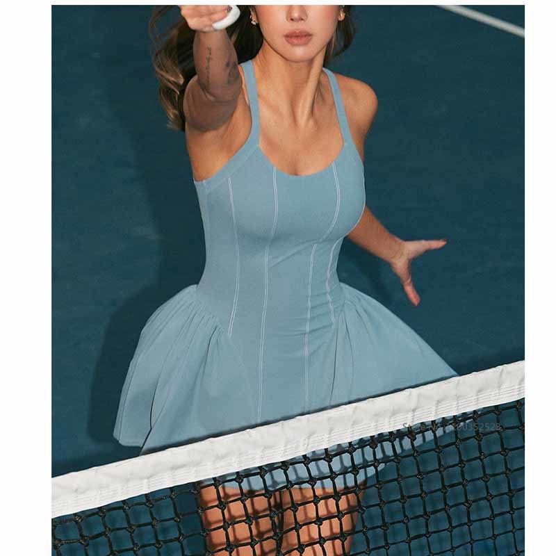 여성 테니스 드레스 브라 내장형 백리스 민소매 배드민턴 - Badminton Outfit 리뷰 및 가격